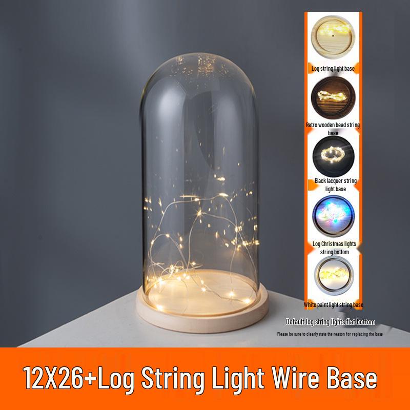 LED Sea Urchin Night Light with Preserved Flower in Glass Cover