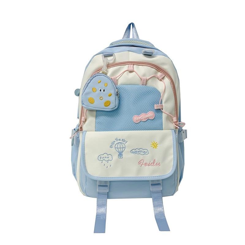 Cute versatile contrasting colors, high value new backpack, large capacity college backpack, female high school schoolbag
