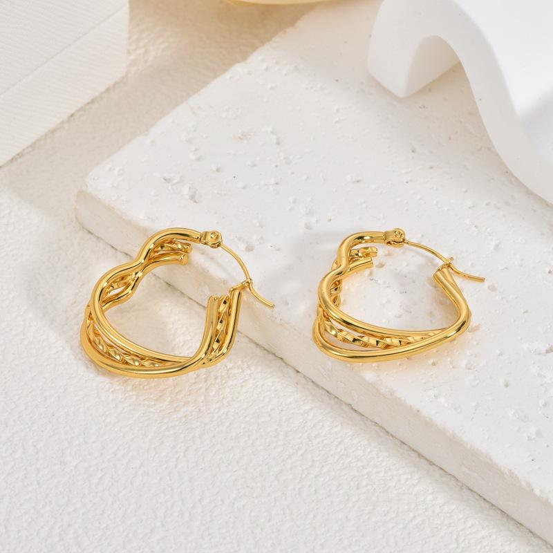 Gold Stainless Steel Earrings Light Luxury Premium Exaggerated Plain Ring Earrings