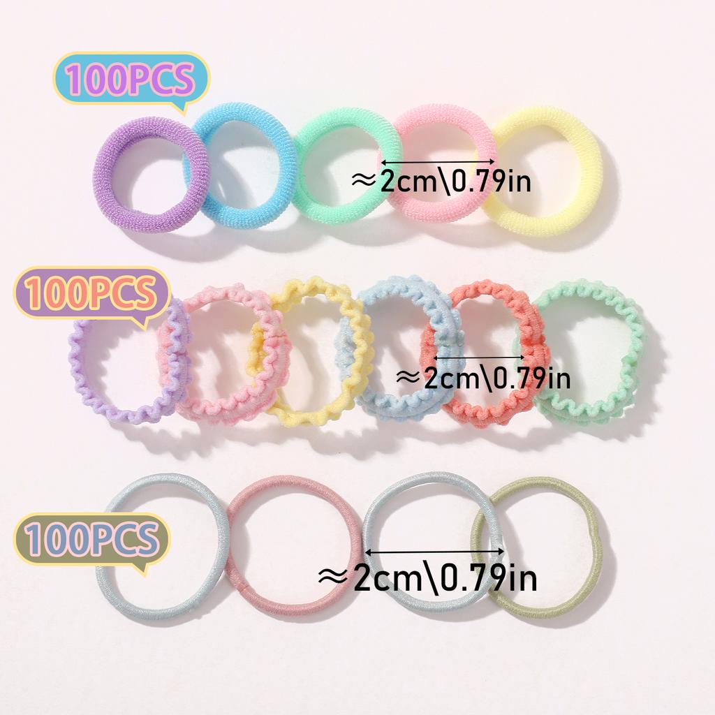 300pcs Cute Colorful Nylon Elastic Hair Bands Set for Women Girls Ponytail Holder Scrunchies Kids Rubber Band Hair Accessories