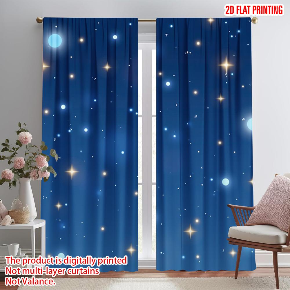 2pcs   plane printing Contemporary Curtains Printed Fashion Blue Star Versatile Durable Polyester (without rod) Festive Ldeal