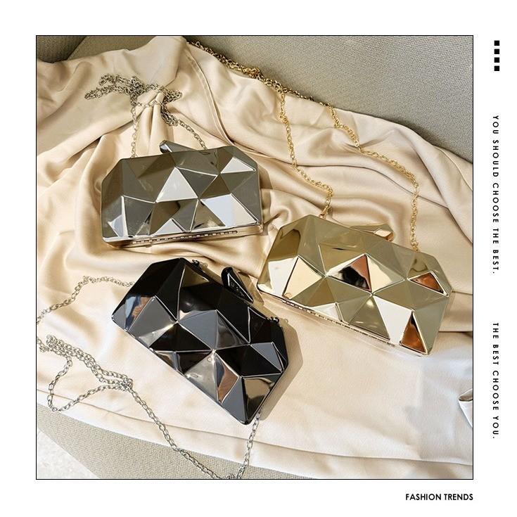Acryl Mini Box Clutch Met Ketting Zilver Elegante Avondtas Voor Dagelijks Gebruik