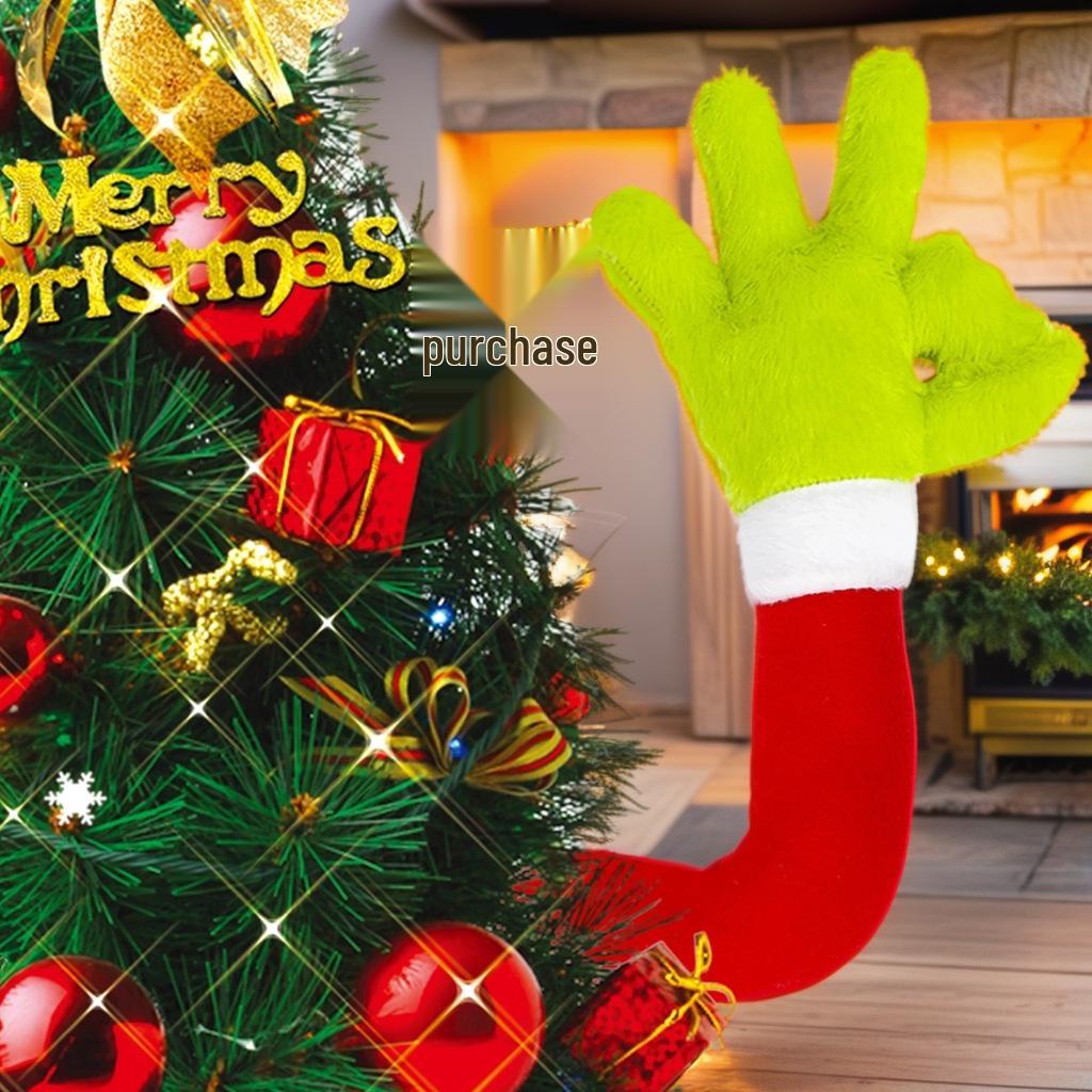 Grinch Green Fake Leg Christmas Tree Decoration - Elf and Santa Claus Legs