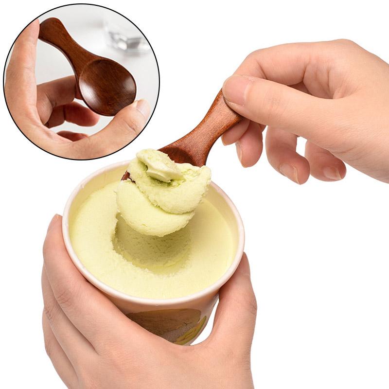 Mini Wood Teaspoons Seasoning Scoop Honey Coffee Spices Teaspoon Short Handle Spoon Cooking Household Kitchen Gadgets Tableware