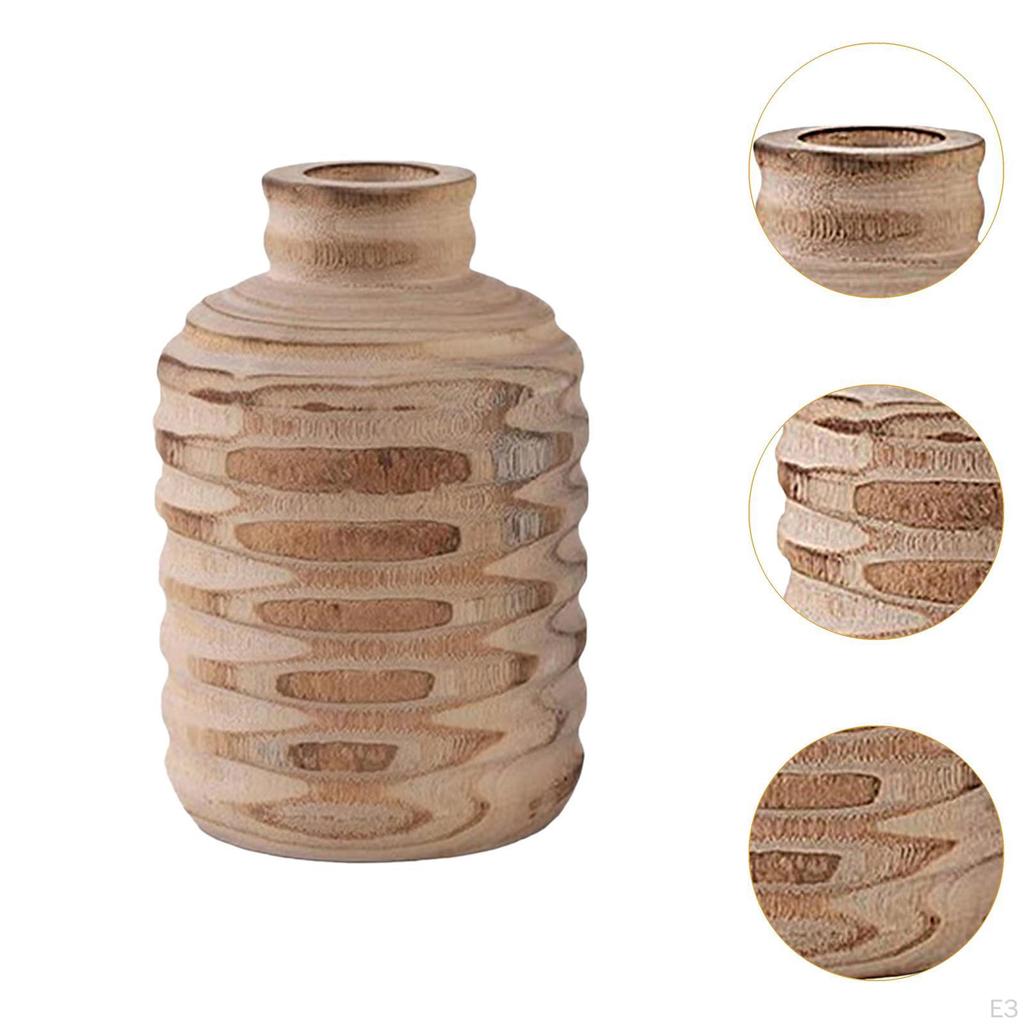 Farmhouse Wood Vase Flower Holder Centerpieces Decoration Dried Decorative for