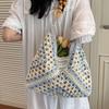 Sommer Stroh Strandtasche für Damen - Ausgehöhlt Schulter Handgewebter Korb Tote