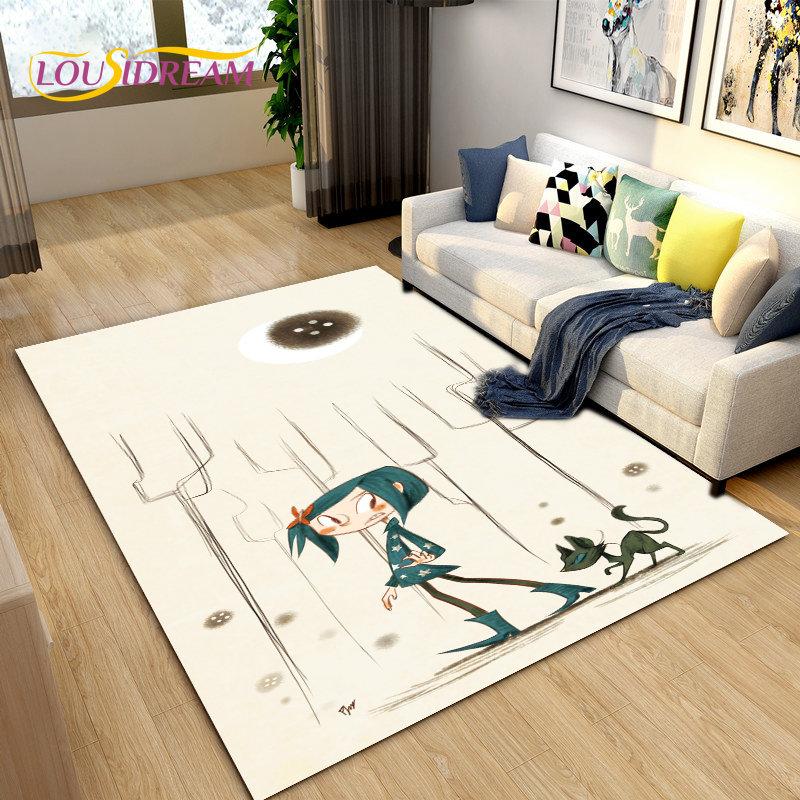 Tappeto 3D Cartoon Coraline, Tappeto per Soggiorno Camera da Letto Bambini Divano Yoga, Tappetino Antiscivolo per Gioco e Gattonamento Bambini