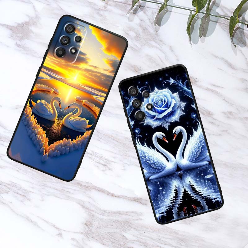 Cartoon Anime Duck Pattern For Samsung A73 A72 A71 A55 A54 A53 A52 A51 A13 A22 A16 A15 A12 A14 A26 A07 5G Black Phone Case