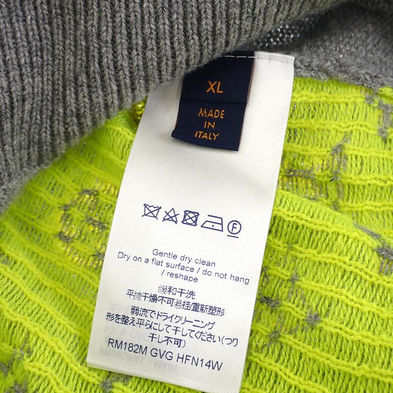 LOUIS VUITTON  XL knit gray/yellow cashmere mens