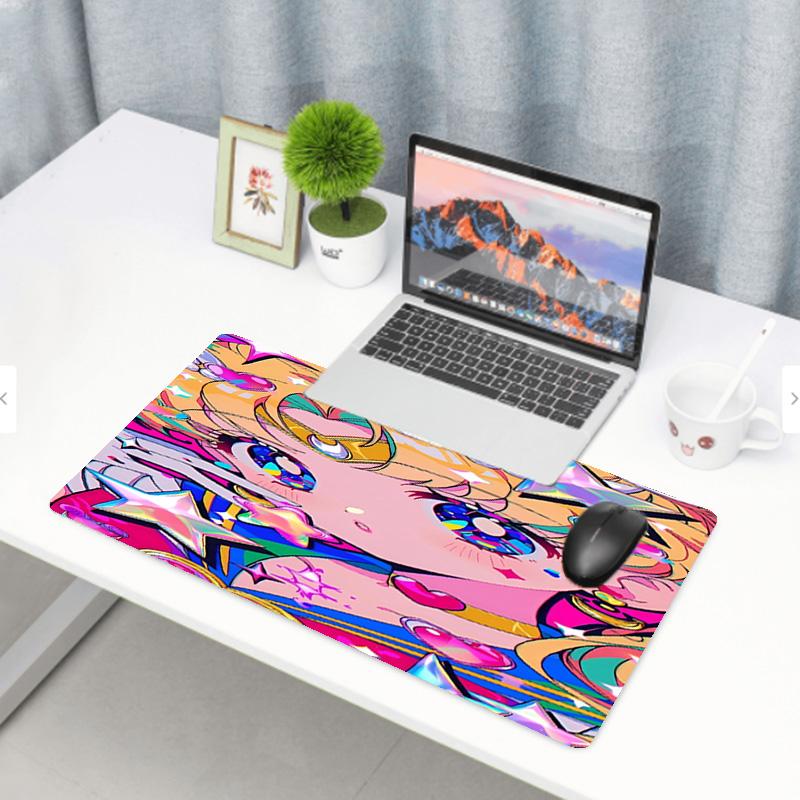 Sailor Moon Print Mouse Pad, Anti‑Slip Desktop keyboard Mat, for PC Laptop Gaming Working Daily Use, Cool Festival Surprise Gift