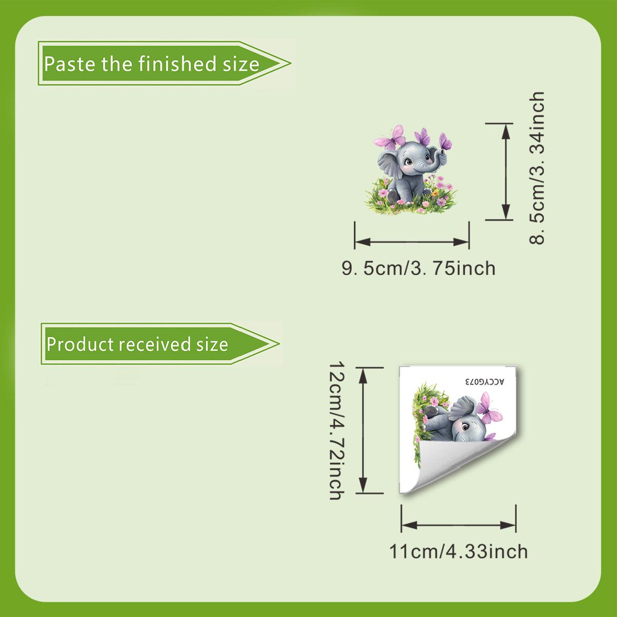 

Blue Light Cute Little Elephant Flower Butterfly Socket Wall Stickers Creative Switch Socket Decorative Stickers 12*11 cm