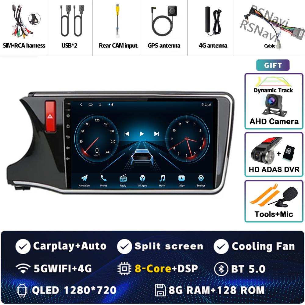 9" Android 14 Carplay Car Radio For HONDA CITY 2015 2016 2017 - 2019 Multimedia Video Player Navigation GPS Stereo 2Din DVD WIFI