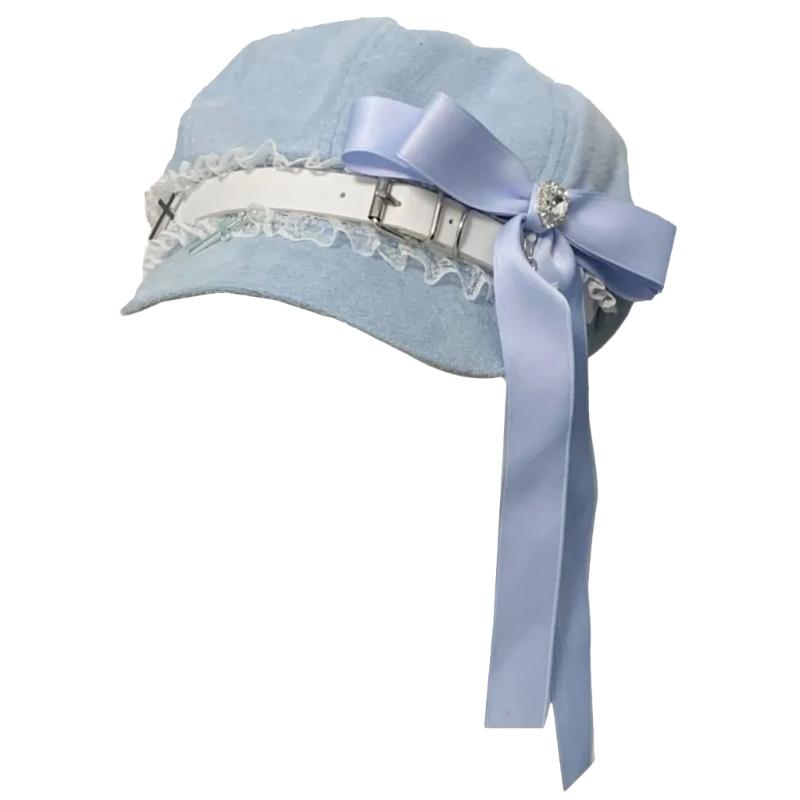 Summer Sunproof Beret Hat Woman Commutes Painter Hat Camping Taking Photo Baseball Caps with Bowknot for Girlfriend