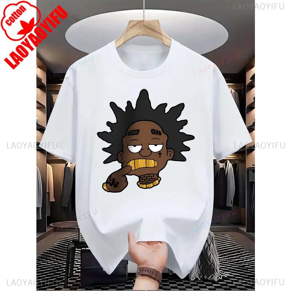 

Men S Casual Summer T-Shirt Funny Cartoon Print Regular Fit Round Neck Stretch Adult Unisex Fashion Top for Daily Wear S