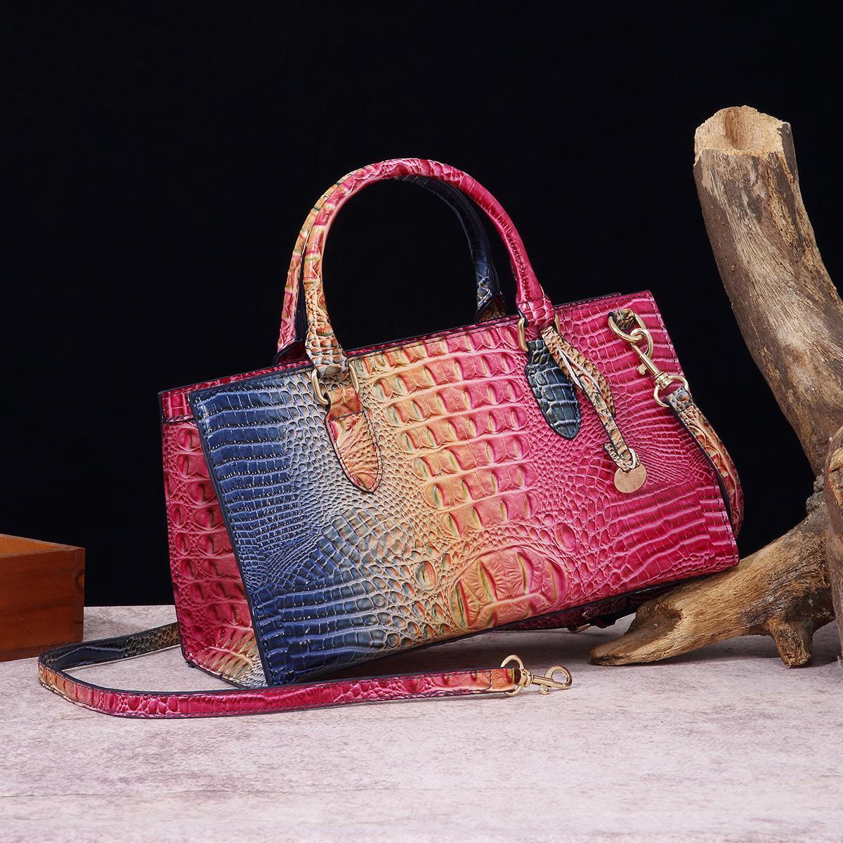 

Сумка из искусственной кожи, женская модная сумка с градиентом, новинка 2023 года, ручная женская сумка через плечо в стиле ретро, ​​сумка-тоут с тиснением под крокодила