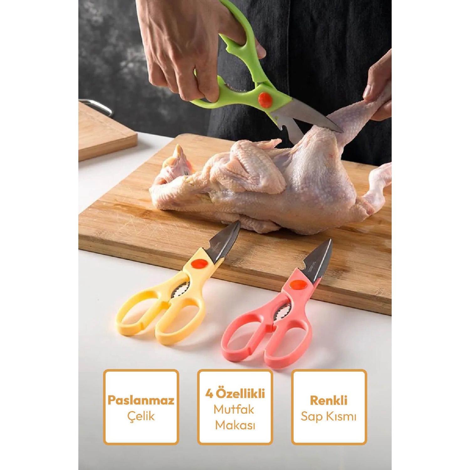 

4 -featured Multi -purpose Colored Kitchen Scissors Stainless Steel Scissors