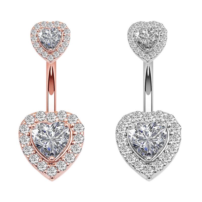 Set of 6 Sexy Heart Shaped Belly Button Rings 316L Stainless Steel Navel Piercing Jewelry for Women for Weddings or Gifts
