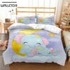Moon Little Animal Sleep Print Digital Print Polyester Bedding Sets,Girl's Cover, Bed Linen Set For Teens, Cover&2pcs Pillowcase