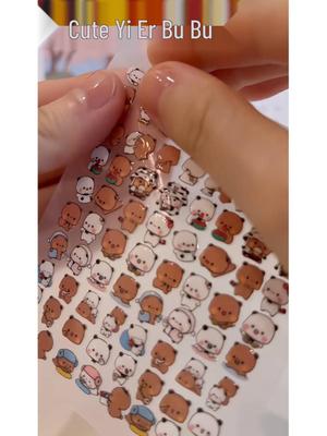 Mini Cartoon Bubu Bear 3D Nail Art Stickers for DIY Journal Decoration