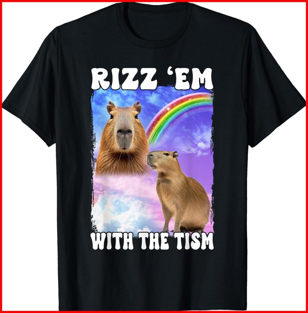 Rizz Em With The Tism Internet Meme Black Cotton T-Shirt Unisex T-Shirt XXXL