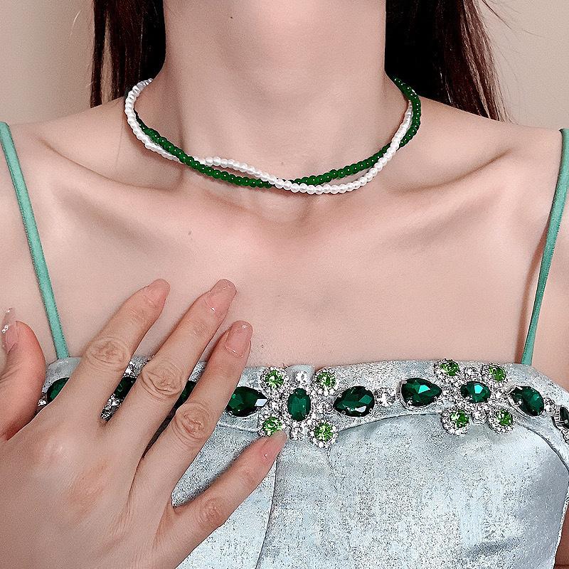 Exaggerated Cyber Multilayer Bead Punk Collar Clavicle Chain Geometric Bead Necklace Female Beads