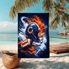 1PC Custom Name Chicago Bears Fire Beach Towel Highly Absorbent And Sand-Resistant Towel for Swimming, Pool, Yoga, And Travel Lightweight