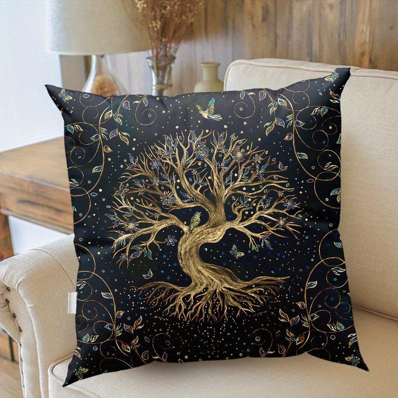 1pc Modern Tree of Life Cushion Cases Botanical Floral Throw Pillows with Sun and Moon Designs Perfect for Sofa and Couch Decor