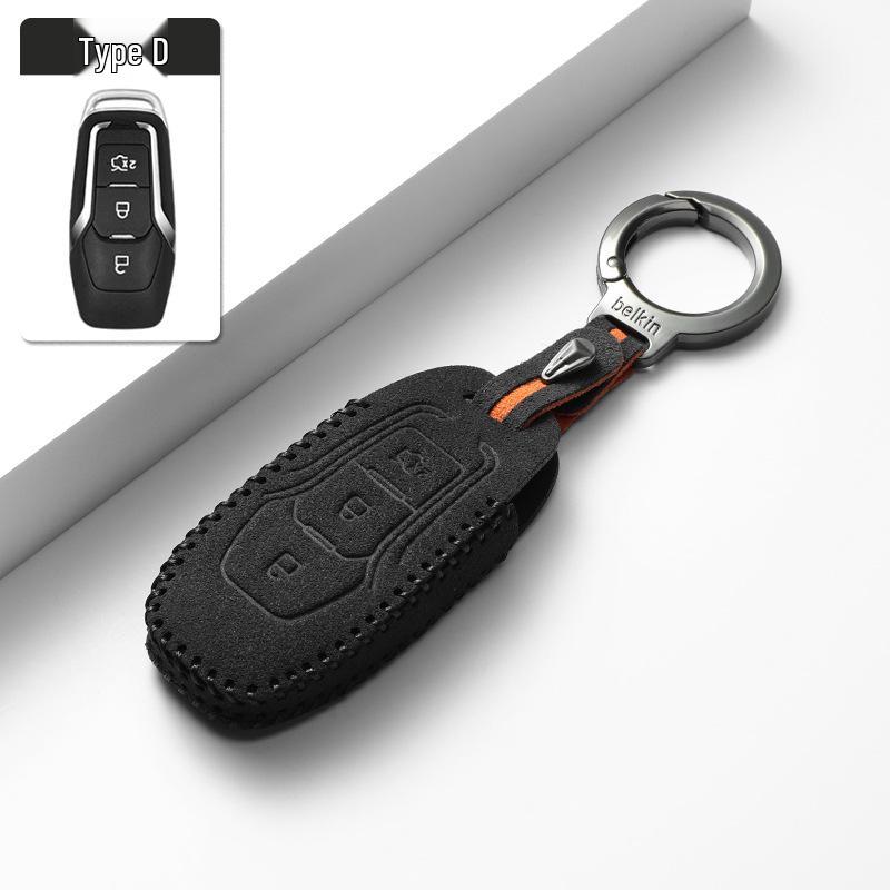 Two-Tone Suede Key Shell for Ford Mondeo, Edge, Explorer, and Focus