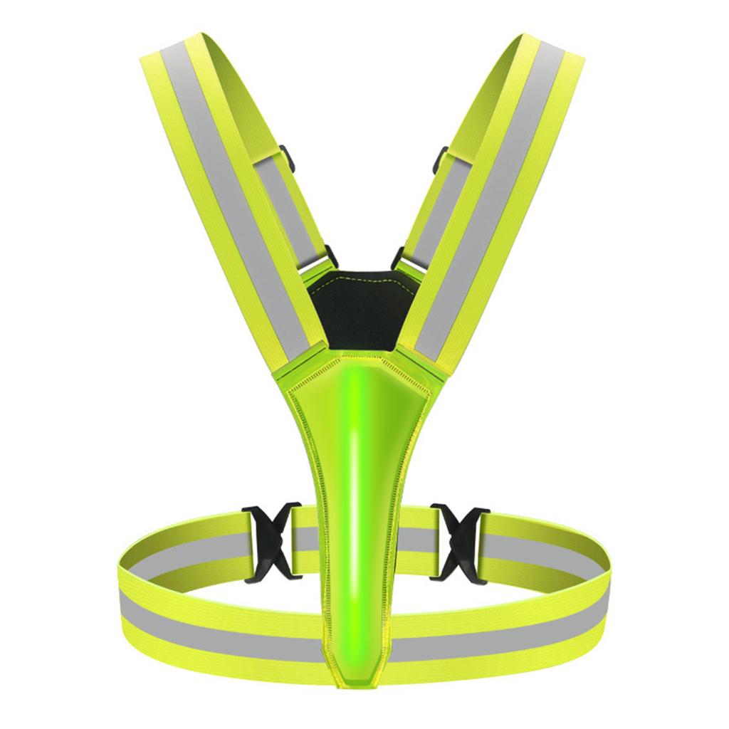Led Reflective Running Vest Light with Strap High Visibility Up to 300m Elastic Fabric for Adults Kids