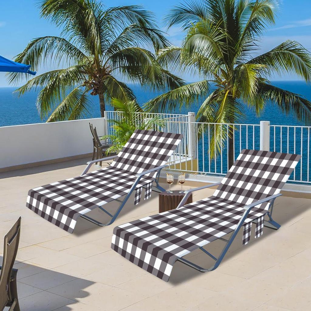 Beach Chair Cover Pool Lounge Chair Cover Quick Drying Lounger Cover with Side Storage Bag for Swimming Pool Hotel