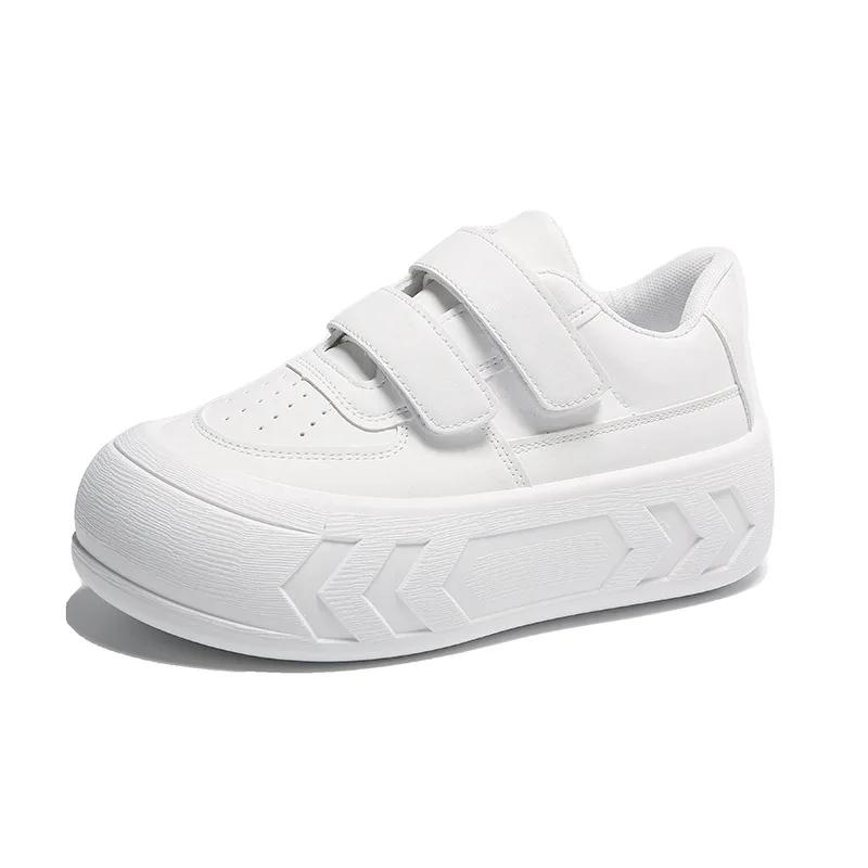 Fashion Velcro Thick Soled Bread Shoes Women 2025 Spring and Autumn New Big Head Board Shoes