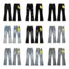 Jeans a zampa da uomo a vita alta in denim lavato effetto distressed Streetwear Stile Hip Hop