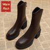 Fashion High Heel Women Ankle Boots Fashion High Quality Platform Shoes for Women British Style Brown Boot Comfor Women Waterproof Boots