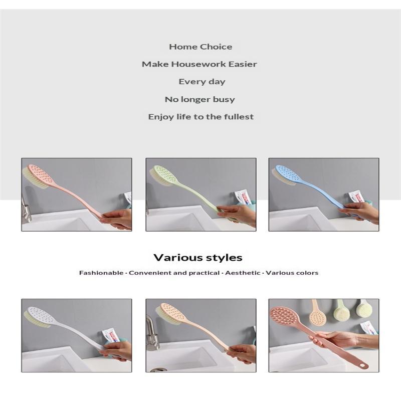 Long Handle Bath Shower Brush Non-slip Grip Soft Massage Bristles for Deep Cleansing Back Skin Bathroom Use