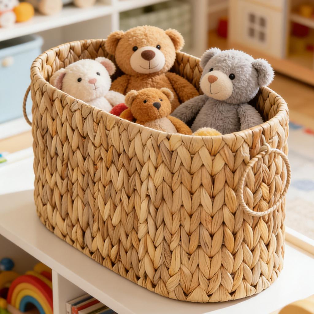 Rattan Storage Basket Double-eared Handle Gourd Grass Storage Box Storage Box Dirty Clothes Basket Home Organization