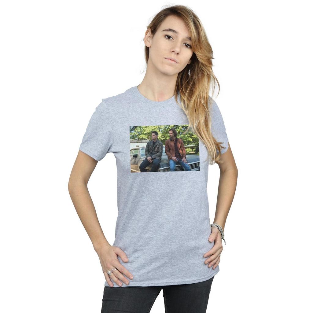 Supernatural Womens/Ladies Impala Brothers Cotton Boyfriend T-Shirt