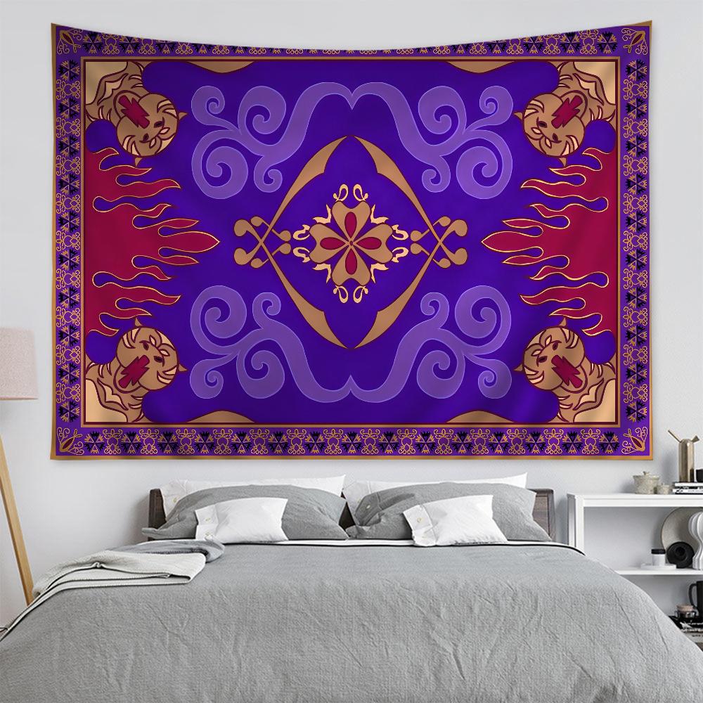 Retro Mandala Tapestry Bohemian Style Wall Art Polyester Print for Luxury Home Interior Decor