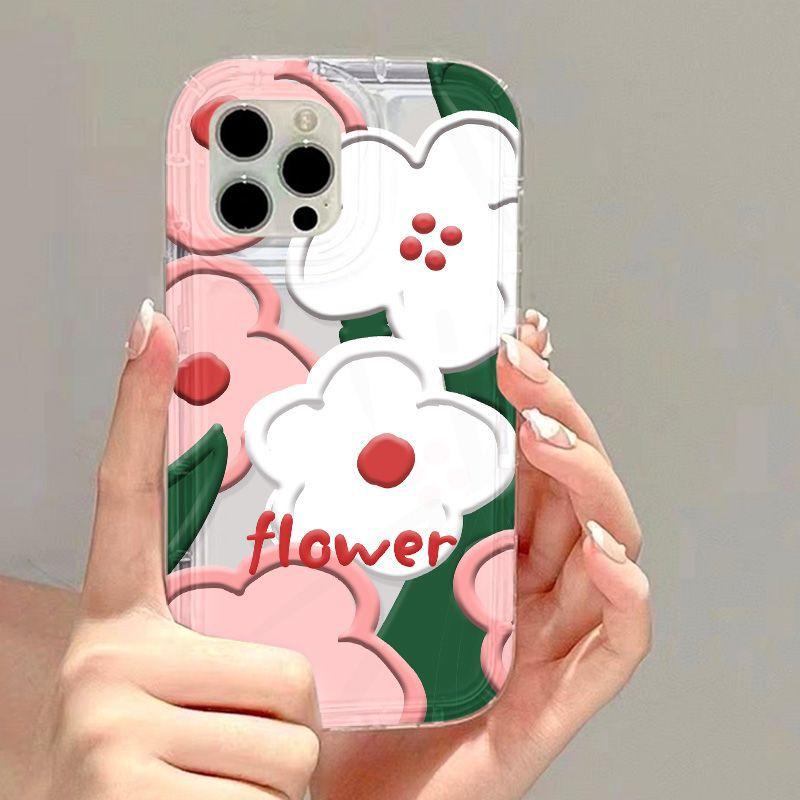 Simple Oil Painting Flower Suitable for iPhone17 Airbag Mobile Phone Case 16Pro Niche X Apple 14 All-inclusive 15/13