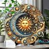 Spring Sun Moon Metal Wall Art 8x8 Round Tin Sign Celestial Home Decor Gift