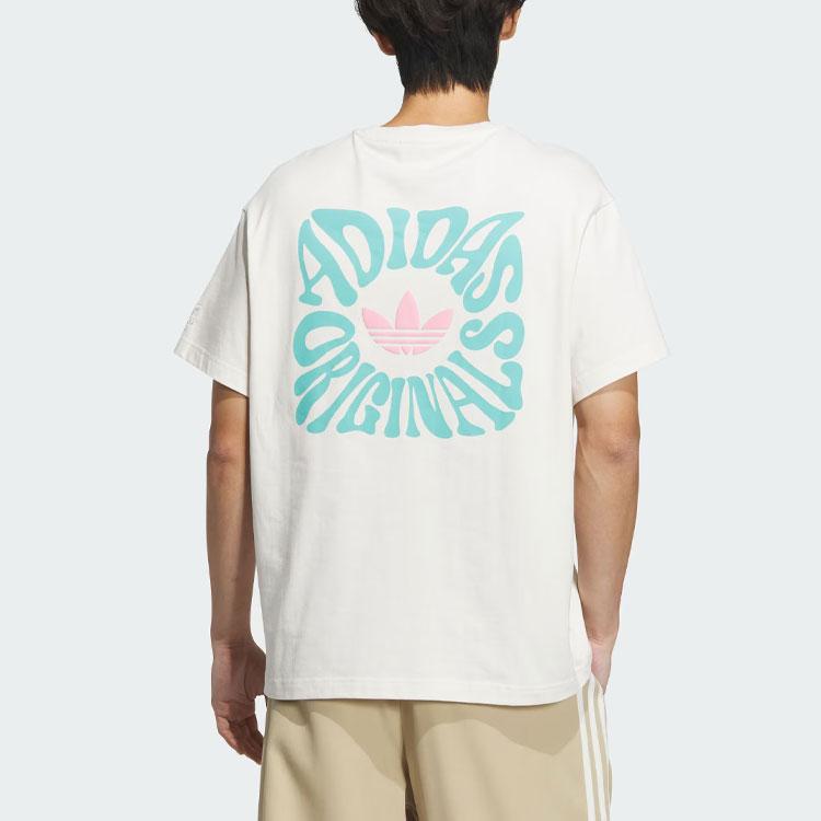 Adidas Originals SS24 V-Day Letter Print Sports Loose Short Sleeve Tee Unisex Tops Pink White JE3469