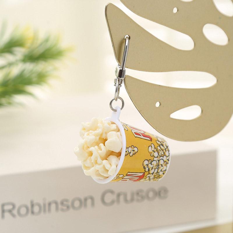 

Симпатичные брелки с попкорном, сумка, подвеска, пряжка для ключей от автомобиля, украшения, аксессуары белый