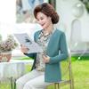 Fake Two Piece Pullover T-Shirts Female Middle-Aged Mother Womens Fashion Spring Autumn Top