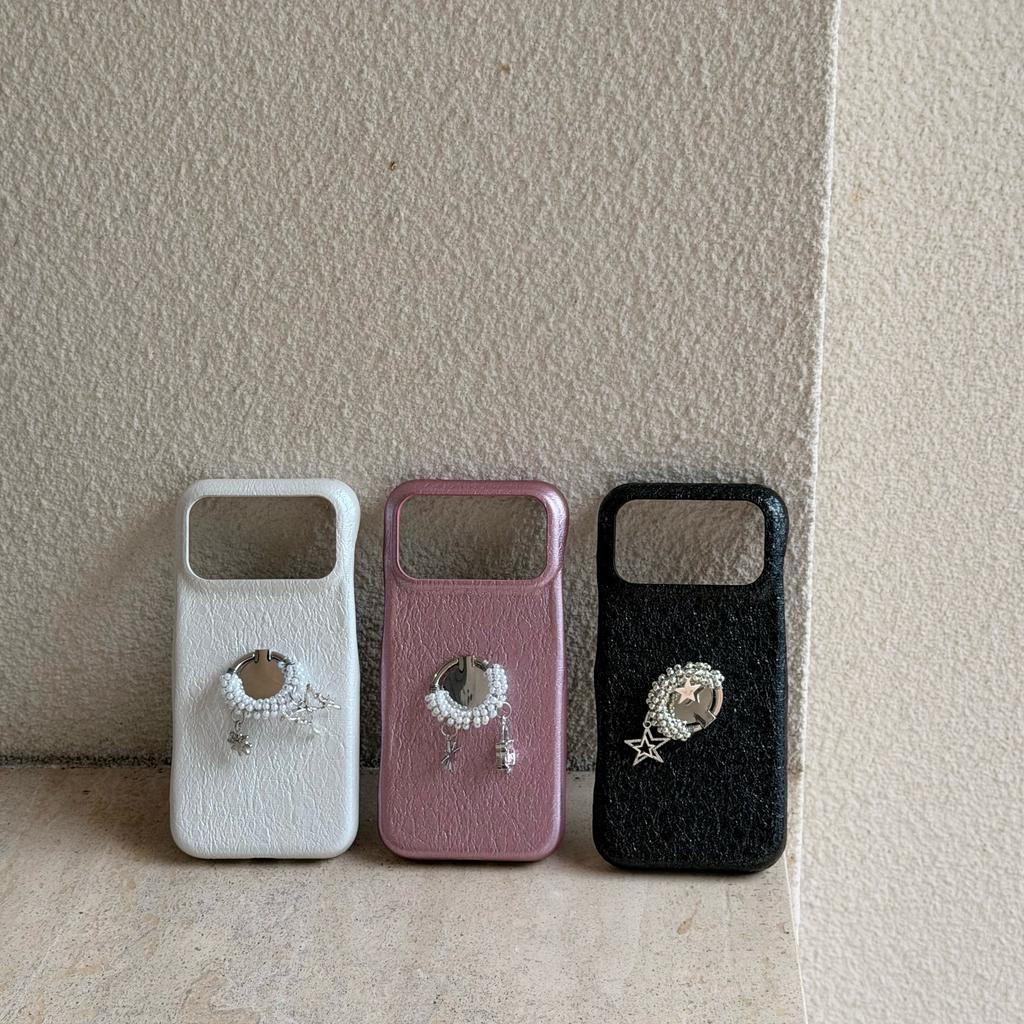 Fashion Glitter shell texture Pearl ring kickstand Phone Case For iPhone 17 Pro Max 16 Plus 15 14 13 12 Comfortable Grip Cover