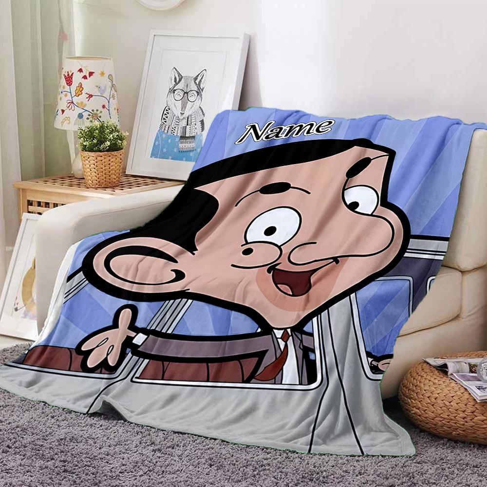 Custom Name Mr. Bean's Adventure Blanket for Couch & Bed, Plush Cozy Fuzzy Blanket Super Soft & Warm Blankets for Fall and Winter. 0908321