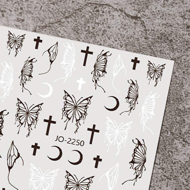 Nail Art Liquid Butterfly Sticker Black and White Laser Aurora Dark Hollow DIY Nail Decorations