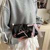 Y2K Sweet Ballerina Inspired Women's Crossbody Bag Fashion Soft Pink Bow Decor PU Leather Shoulder Bag for Commuting, Dating, Casual Outings CLE