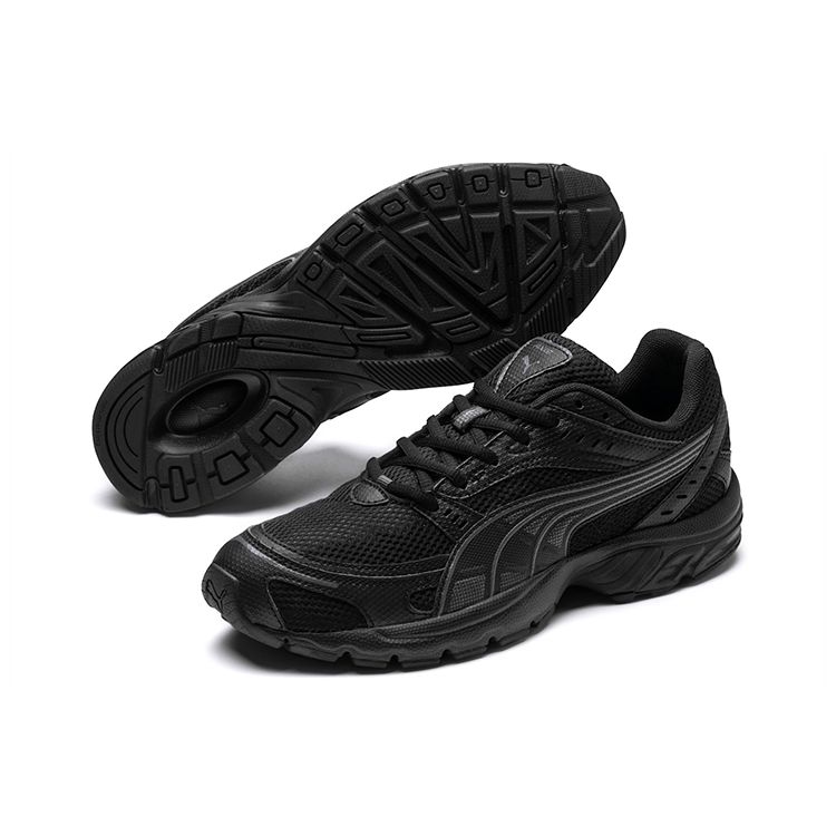 Puma Axis Comfortable Sports Mesh Synthetic Leather Non-Slip Lightweight Breathable Low-Top Marathon Running Shoes Unisex Sneaker Black 368465-01