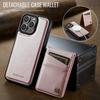 For iPhone 16 Pro Max Case AUTSPACE A12 Leather Back Cover with Magnetic Detachable Card Bag Kickstand