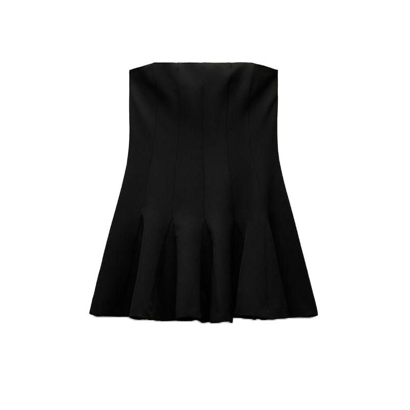 Spring New Women's Clothing off-Shoulder Collar Tube Top Wavy Style Wide off-Shoulder Straight Collar Short Dress 2160777