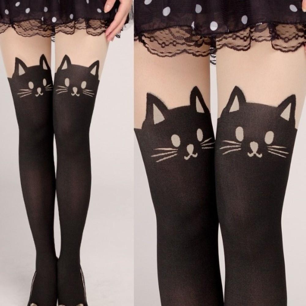 Romantic Cat Printed Socks Cute Thigh Socks Fashion Thigh High Over Knee Women